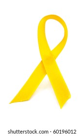 Yellow Awareness Ribbon On White Background