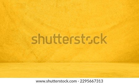 Yellow Background Studio Wall Paper Floor Grunge Product, Concrete Platform Empty Scene Gold Loft Room on Wall Solid ,Orange Color Paint on Floor Table Summer Cosmetic, Podium Template Cement Kitchen