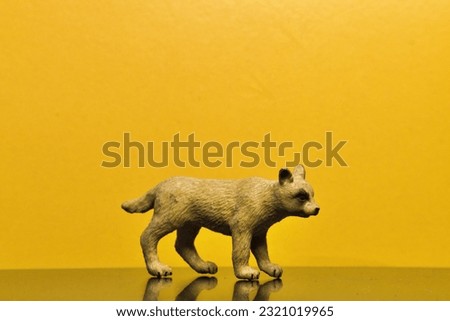 yellow background with wolf animal image, for magazine cover, animal book and children's drawing book cover