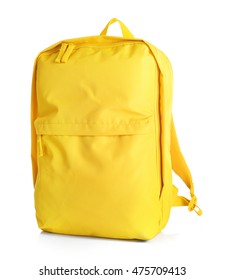 Yellow Backpack On White Background