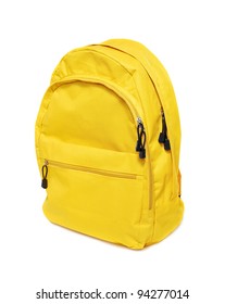 Yellow Backpack On White Background