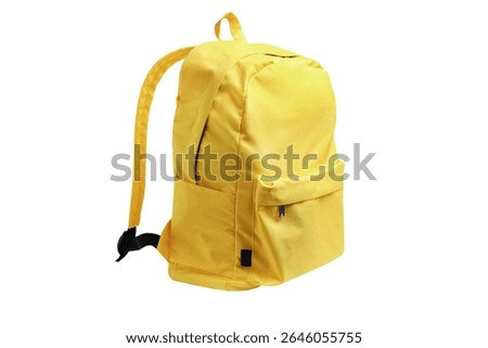 Yellow backpack side view isolated on white background