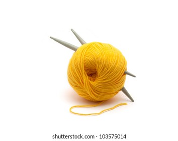 Yellow Ball Of Wool With Spokes