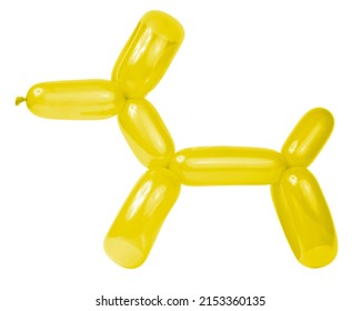 Yellow balloon dog model party fun isolated on the white background