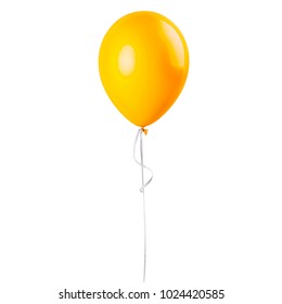 Yellow balloon isolated on a white background. Party decoration for celebrations and birthday