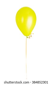 Yellow Balloon  Isolated On White Background.