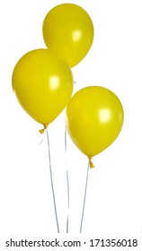 Yellow balloons  isolated on white 