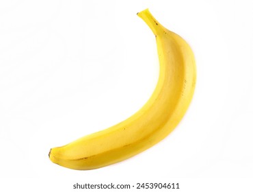 Yellow banana isolated on white, top view, clipping