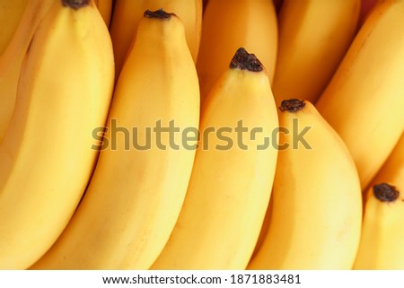 Yellow bananas close-up, Macro in full screen.