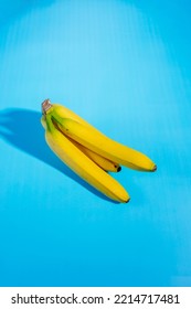 Yellow Bananas Isolated On Light Blue Background, High Potassium Food