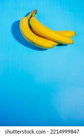 Yellow Bananas Isolated On Light Blue Background, High Potassium Food