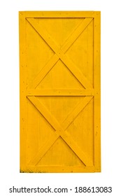 Yellow Barn Door Isolated On White Background