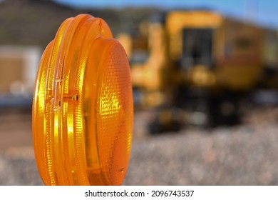 Yellow Barricade Light On A Construction Site