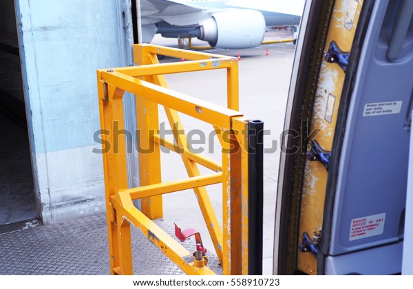 Yellow Barrier Catering Cart Airplane Door Stock Photo Edit Now