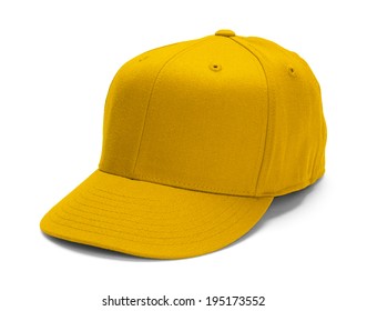 Yellow Baseball Hat With Copy Space Isolated On White Background.