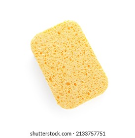 Yellow bath sponge on white background