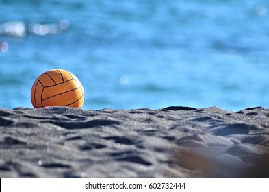 Yellow Beach Volley Ball On Sand