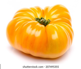 Yellow Beefsteak Tomato, Isolated On White