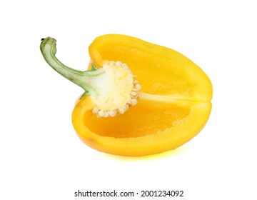 Yellow Bell Pepper Halved Isolated On White Background