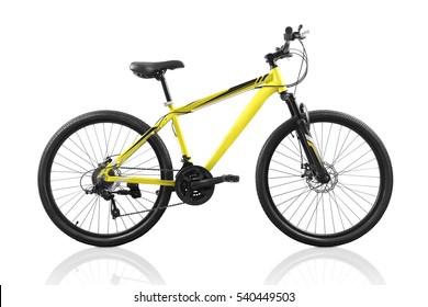 Yellow bicycle isolated on a white background with clipping path