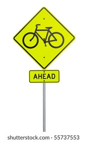 A Yellow Bike Path Sign