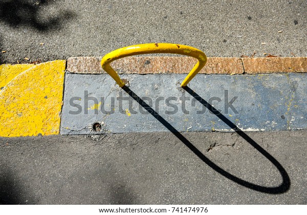 yellow bike rack