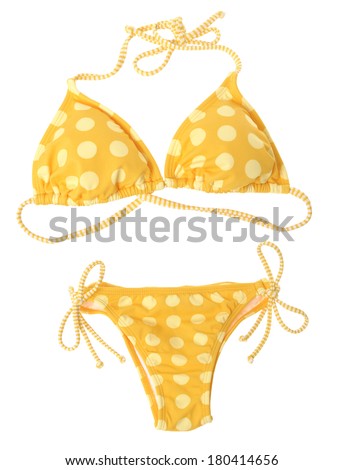 Yellow bikini isolated over white background