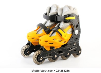 Yellow & Black Colored roller skates isolated on white