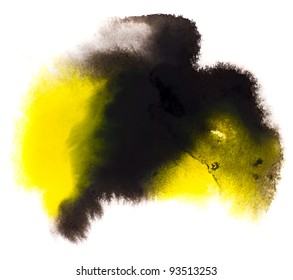 Yellow Black Macro Spot Blotch Texture Isolated On A White Background