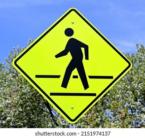 Yellow Black Pedestrian Crossing Sign Stock Photo 2151974137 | Shutterstock