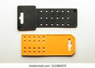 Yellow And Black Perforated Plastic Panels For Packaging With Hang Slot
