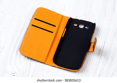 Yellow And Black Plastic Wallet Case Cover For Smart Phone