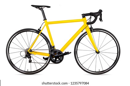 yellow black racing sport road bike bicycle racer isolated on white background