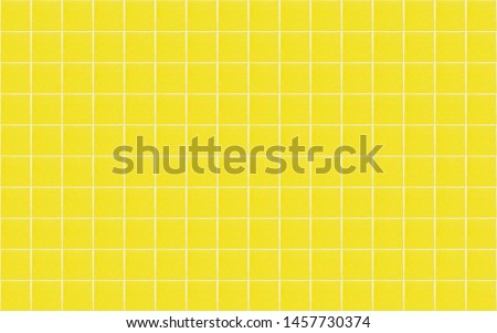 Yellow blank ceramic tile wall texture background. Panoramic image of yellow tile wall.