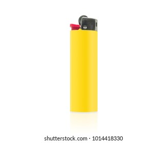 yellow blank gas lighter isolated on white background