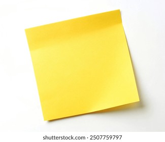 Yellow Blank Memo Sticky Notes Paper with shadow isolated on white background with clipping path. Simple Square Geometry form. Digital Art High resolution PNG