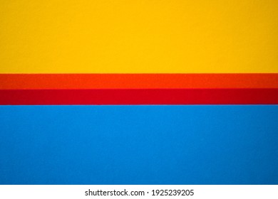 Yellow And Blue Horizontally Divided Abstract Background With Orange And Red Stripes