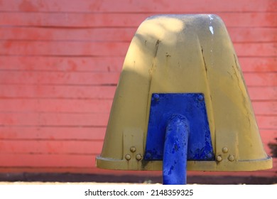  Yellow Blue Old Brazilian Post Office Box Red Wall Behind