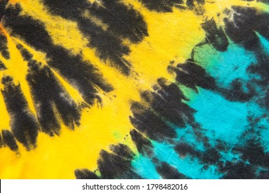 Yellow And Blue Tie Dye Stripe Pattern.