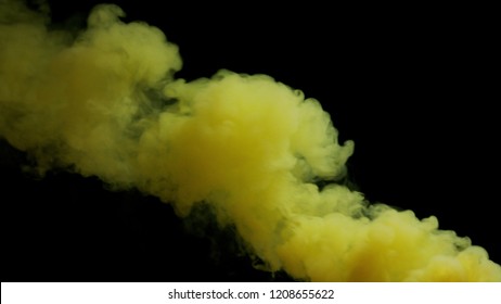 Yellow Bomb Smoke On Black Background