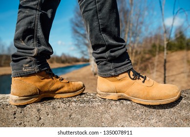 Yellow Boots Thick Soles Hard Work Stock Photo (Edit Now) 1350078914