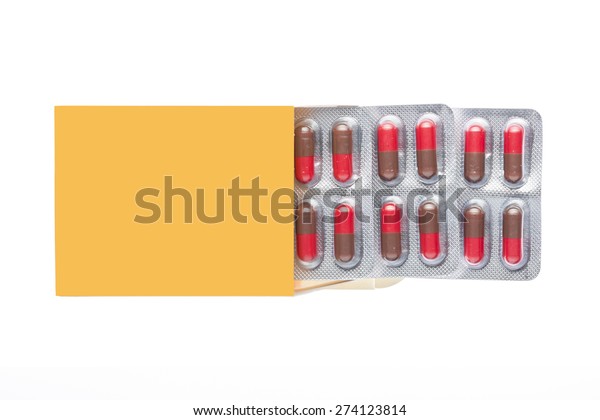 Download Yellow Box Red Pills Blister Pack Stock Photo Edit Now 274123814 Yellowimages Mockups