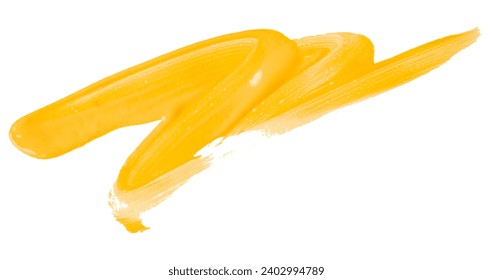 Yellow brush isolated on white background. Watercolor