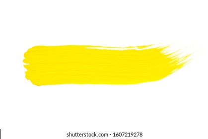 Yellow Brush Stroke Isolated Over White Background