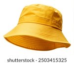 
yellow bucket hat isolated on white