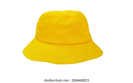 yellow bucket hat isolated white