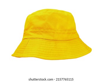 yellow bucket hat isolated on white background