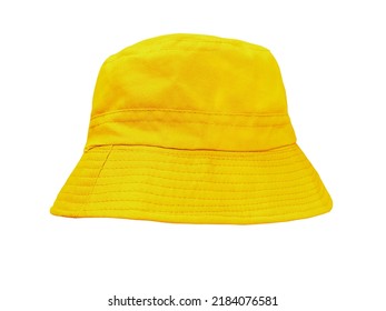 yellow bucket hat isolated on white - Shutterstock ID 2184076581