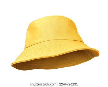 yellow bucket hat isolated on white - Shutterstock ID 2244726231