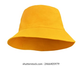 Yellow bucket hat isolated on white background